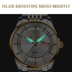 BINBOND B2077 30M Wasserdichte Quarz Leuchtende Uhr Schmetterlingsschließe Herren Stahlband Uhr