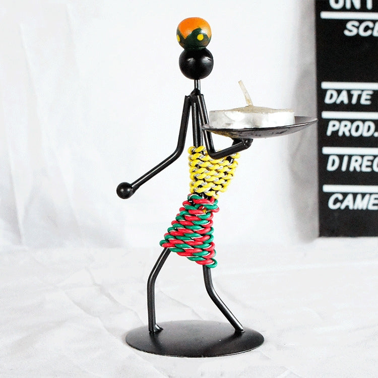 Retro Kerzenständer-Ornament in Form eines schmiedeeisernen Mannes für Restaurant-Tischdekoration, 21, 22, 23, 26