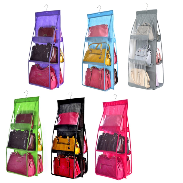B05005 Doppelseitige Hängetasche mit 6 Fächern, aus Vliesstoff, Hängetaschen-Organizer, B05005 Lila, B05005 Schwarz, B05005 Grau, B05005 Rosenrot, B05005 Grün, B05005 Blau