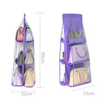 B05005 Doppelseitige Hängetasche mit 6 Fächern, aus Vliesstoff, Hängetaschen-Organizer, B05005 Lila, B05005 Schwarz, B05005 Grau, B05005 Rosenrot, B05005 Grün, B05005 Blau