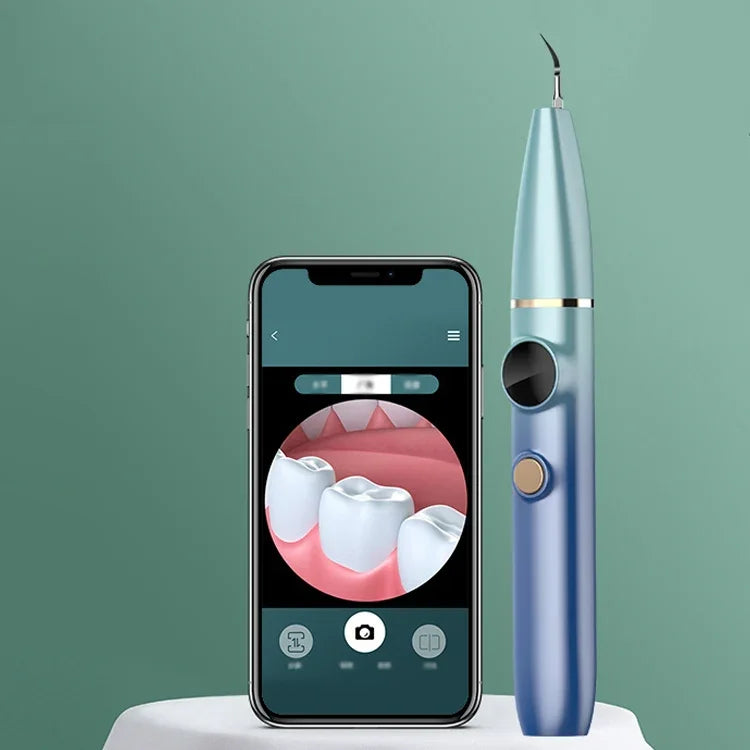 FY-B700 Visueller Ultraschall-Zahnsteinentferner Zahnstein-Zahnfleckenentferner Dental Schönheitsinstrument, Blau Farbverlauf, Rot Blau Farbverlauf