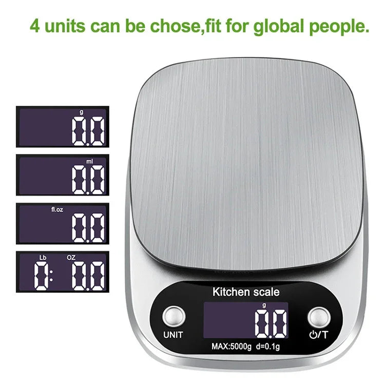 Kleine multifunktionale Küchenwaage, hochpräzise elektronische Waage mit LCD-Digitalanzeige, 3 kg/ 0,1 g, 5 kg/ 0,1 g, 10 kg/ 1 g