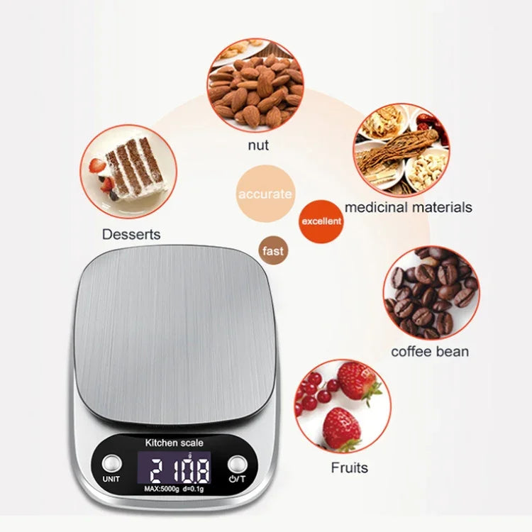 Kleine multifunktionale Küchenwaage, hochpräzise elektronische Waage mit LCD-Digitalanzeige, 3 kg/ 0,1 g, 5 kg/ 0,1 g, 10 kg/ 1 g