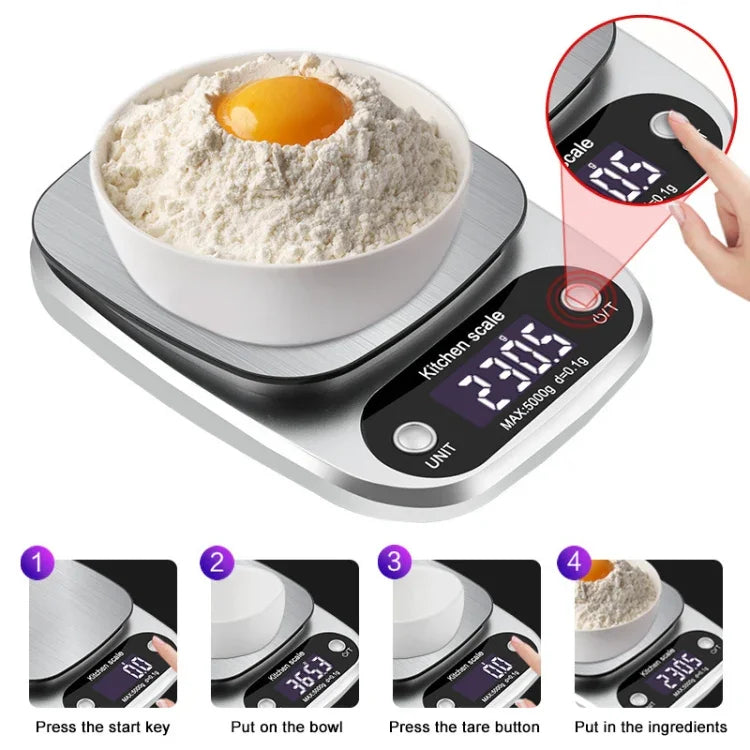 Kleine multifunktionale Küchenwaage, hochpräzise elektronische Waage mit LCD-Digitalanzeige, 3 kg/ 0,1 g, 5 kg/ 0,1 g, 10 kg/ 1 g