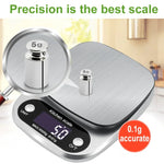 Kleine multifunktionale Küchenwaage, hochpräzise elektronische Waage mit LCD-Digitalanzeige, 3 kg/ 0,1 g, 5 kg/ 0,1 g, 10 kg/ 1 g