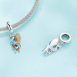 Sterling Silber S925 Phönix Armband Perlen Langlebigkeit Vogel Zirkon Anhänger, SCC2444