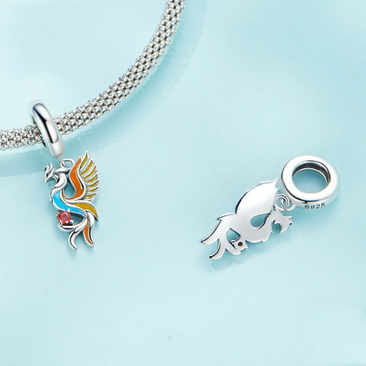 Sterling Silber S925 Phönix Armband Perlen Langlebigkeit Vogel Zirkon Anhänger, SCC2444