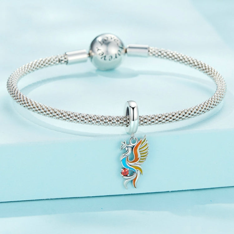 Sterling Silber S925 Phönix Armband Perlen Langlebigkeit Vogel Zirkon Anhänger, SCC2444