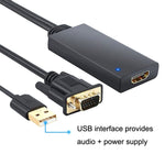 HD55Y VGA zu HDMI Adapterkabel VGA+USB zu HD 1080P Konverter mit Netzteil, VGA+USB zu HDMI