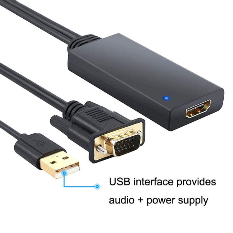 HD55Y VGA zu HDMI Adapterkabel VGA+USB zu HD 1080P Konverter mit Netzteil, VGA+USB zu HDMI