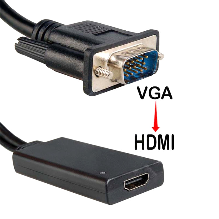 HD55Y VGA zu HDMI Adapterkabel VGA+USB zu HD 1080P Konverter mit Netzteil, VGA+USB zu HDMI
