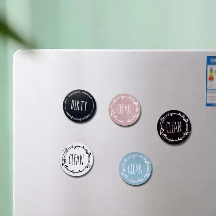 Runder Geschirrspülermagnet mit der Aufschrift „Sauber/Schmutzig“, doppelseitiger Geschirrspülermagnet