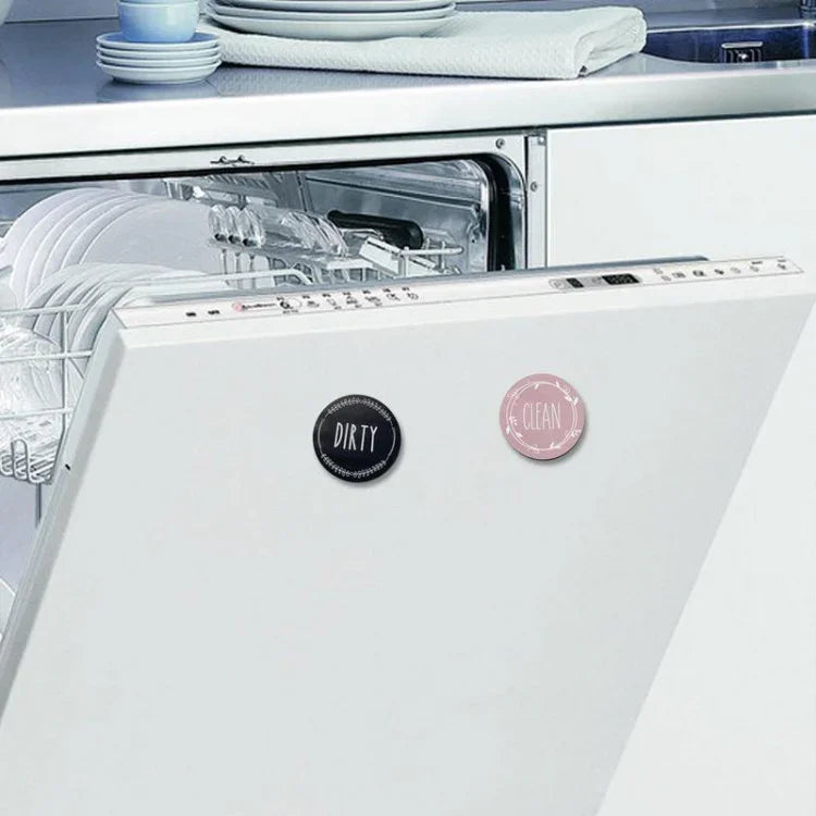 Runder Geschirrspülermagnet mit der Aufschrift „Sauber/Schmutzig“, doppelseitiger Geschirrspülermagnet