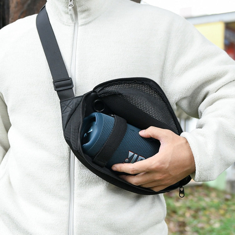 Universelle Bluetooth Lautsprecher Messenger Bag Brusttasche Handtasche für JBL Flip Serie/UE BOOM 3/Beats Pill usw., Blau, Schwarz