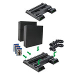 Lüfterständer für PS4 / PS4 Slim / PS4 Pro, vertikaler Konsolenständer mit Dual-Controller-Ladegerät, JL-P1908