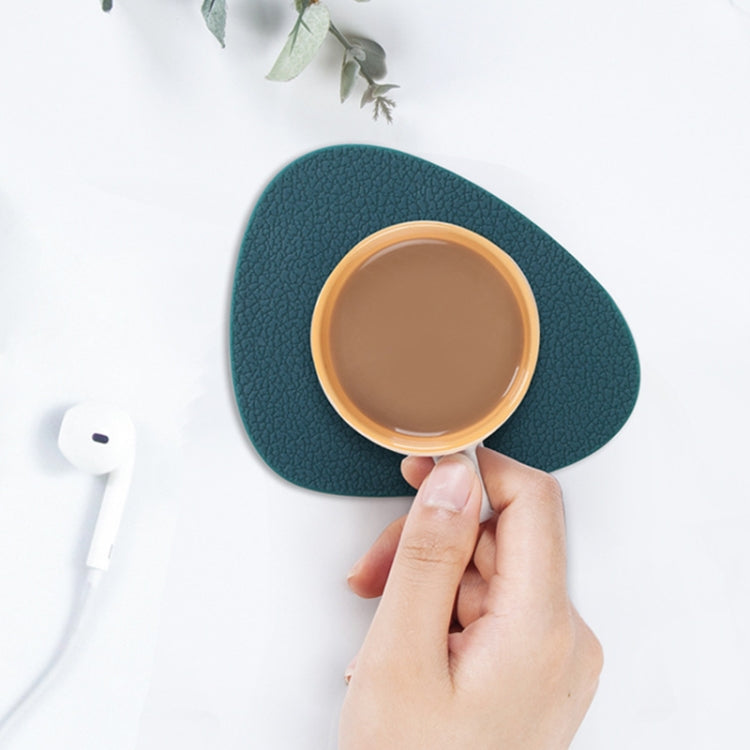 10pcs Teardrop-Shaped Silicone Table Insulation Mat Leather Textured Kitchen Cup And Pot Mat, Coaster(Gray), Coaster(Red), Coaster(Pink), Coaster(Green), Coaster(Blue)