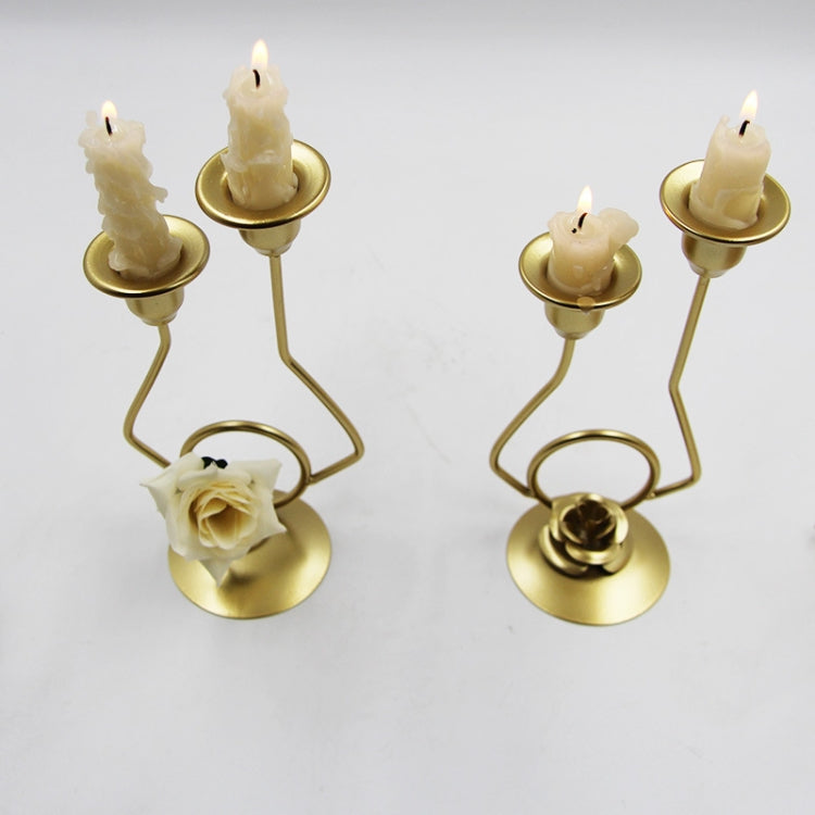 Kerzenhalter aus Schmiedeeisen mit zwei Köpfen, Party-Hochzeitstischdekoration, Kerzenständer, Seide, Eisen