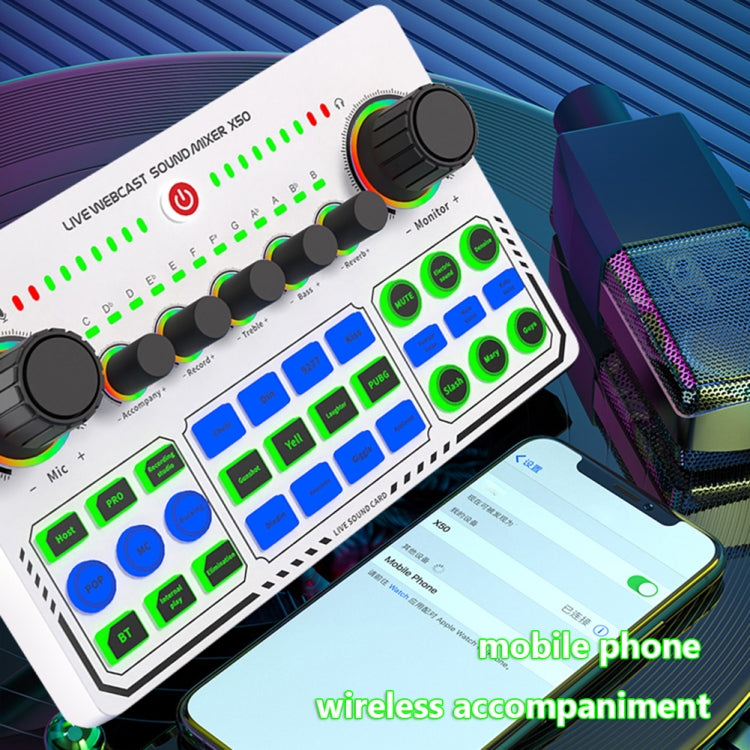 X50 Bluetooth RGB LED Live-Soundkarte mit OTG-Port-Schnittstelle, X50