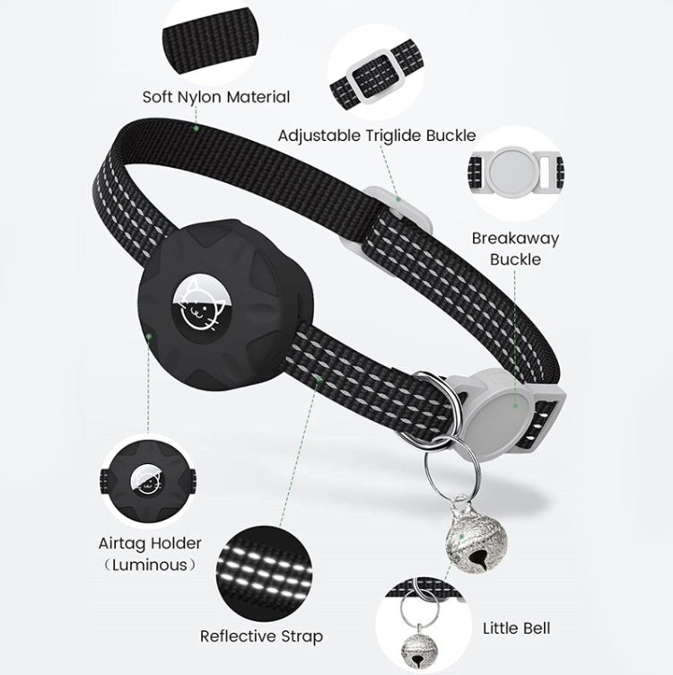 Für AirTag 2. Generation / AirTag 1. Generation Tracker Silikonhülle Reflektierendes Haustier Katzenhalsband mit Glocke