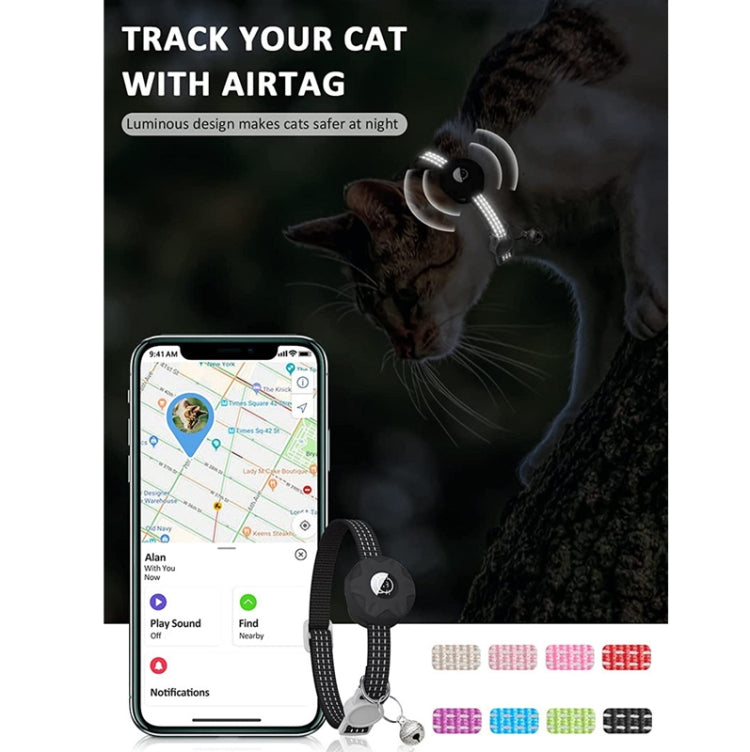 Für AirTag 2. Generation / AirTag 1. Generation Tracker Silikonhülle Reflektierendes Haustier Katzenhalsband mit Glocke
