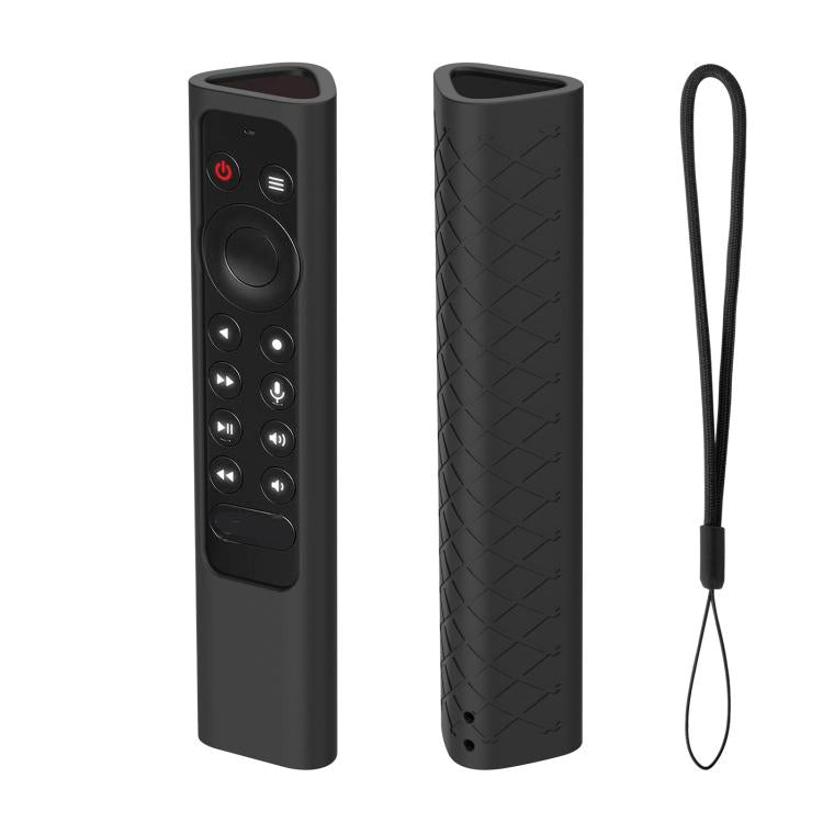 For NVIDIA Shield TV Pro 4K HDR Remote Control Silicone Case With Lanyard, YK010 Black