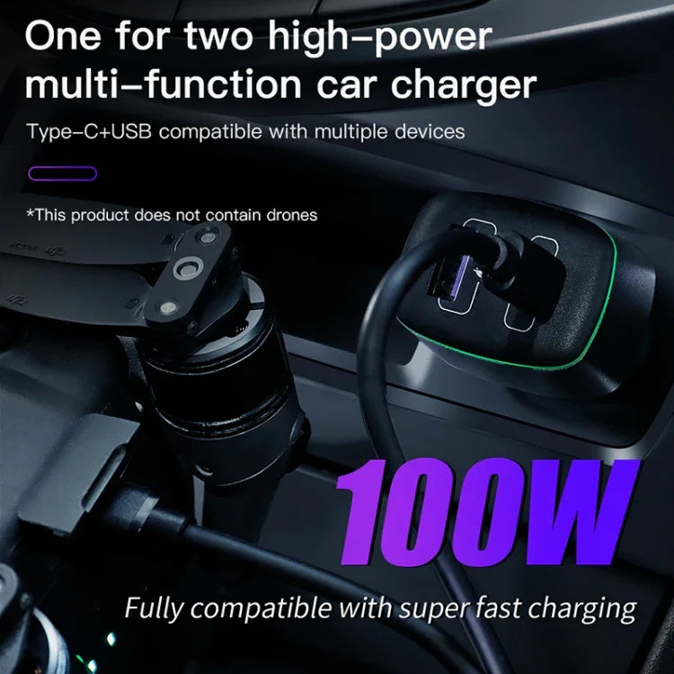 Für DJI Mavic 3/Mini 2 RCSTQ 100W 2-in-1-Autoladegerät, Für DJI Mavic 3/Mini 2