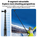 TELESIN 3M Carbonfaser-Selfie-Stick-Monopod mit 1/4-Zoll-Schraube für Action-Kameras, 3 m