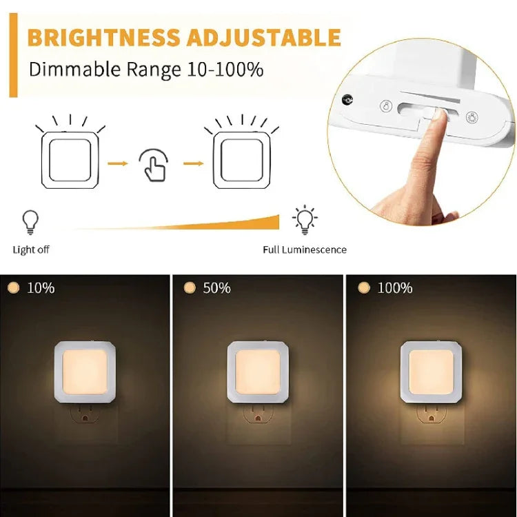 Stufenloses Dimmen Induktions-Nachtlicht Quadratische Lichtleiterplatte Baby-Nachtlicht, 0,6 W