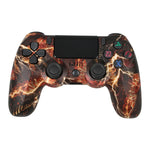Für PS4 Kabelloser Bluetooth Gamecontroller mit Lichtleiste Dual-Vibrations-Gamepad, Weiß, Schwarz, Rot, Blau, Grün, Rosarot, Buchstabe, Linie, Feuergeist, Cartoon, Hulk, Skelett, Zahnrad, Blitz, Flamme, Wolke, Ausbruch, Holzmaserung, Sternrot