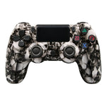 Für PS4 Kabelloser Bluetooth Gamecontroller mit Lichtleiste Dual-Vibrations-Gamepad, Weiß, Schwarz, Rot, Blau, Grün, Rosarot, Buchstabe, Linie, Feuergeist, Cartoon, Hulk, Skelett, Zahnrad, Blitz, Flamme, Wolke, Ausbruch, Holzmaserung, Sternrot