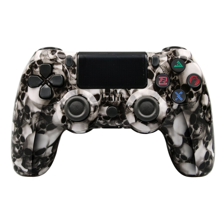 Für PS4 Kabelloser Bluetooth Gamecontroller mit Lichtleiste Dual-Vibrations-Gamepad, Weiß, Schwarz, Rot, Blau, Grün, Rosarot, Buchstabe, Linie, Feuergeist, Cartoon, Hulk, Skelett, Zahnrad, Blitz, Flamme, Wolke, Ausbruch, Holzmaserung, Sternrot