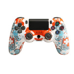 Für PS4 Kabelloser Bluetooth Gamecontroller mit Lichtleiste Dual-Vibrations-Gamepad, Weiß, Schwarz, Rot, Blau, Grün, Rosarot, Buchstabe, Linie, Feuergeist, Cartoon, Hulk, Skelett, Zahnrad, Blitz, Flamme, Wolke, Ausbruch, Holzmaserung, Sternrot