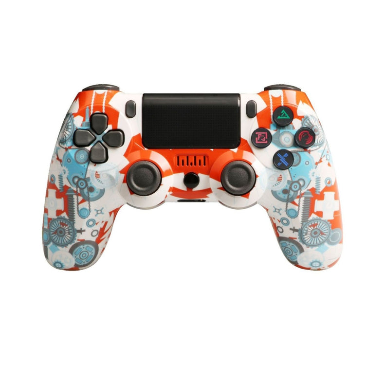 Für PS4 Kabelloser Bluetooth Gamecontroller mit Lichtleiste Dual-Vibrations-Gamepad, Weiß, Schwarz, Rot, Blau, Grün, Rosarot, Buchstabe, Linie, Feuergeist, Cartoon, Hulk, Skelett, Zahnrad, Blitz, Flamme, Wolke, Ausbruch, Holzmaserung, Sternrot