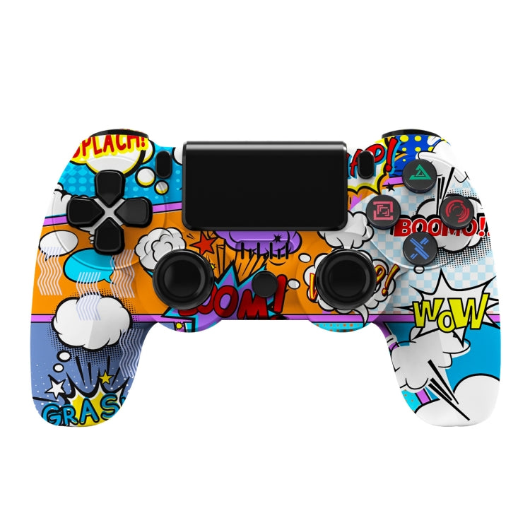Für PS4 Kabelloser Bluetooth Gamecontroller mit Lichtleiste Dual-Vibrations-Gamepad, Weiß, Schwarz, Rot, Blau, Grün, Rosarot, Buchstabe, Linie, Feuergeist, Cartoon, Hulk, Skelett, Zahnrad, Blitz, Flamme, Wolke, Ausbruch, Holzmaserung, Sternrot