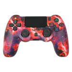 Für PS4 Kabelloser Bluetooth Gamecontroller mit Lichtleiste Dual-Vibrations-Gamepad, Weiß, Schwarz, Rot, Blau, Grün, Rosarot, Buchstabe, Linie, Feuergeist, Cartoon, Hulk, Skelett, Zahnrad, Blitz, Flamme, Wolke, Ausbruch, Holzmaserung, Sternrot