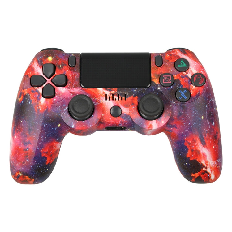Für PS4 Kabelloser Bluetooth Gamecontroller mit Lichtleiste Dual-Vibrations-Gamepad, Weiß, Schwarz, Rot, Blau, Grün, Rosarot, Buchstabe, Linie, Feuergeist, Cartoon, Hulk, Skelett, Zahnrad, Blitz, Flamme, Wolke, Ausbruch, Holzmaserung, Sternrot
