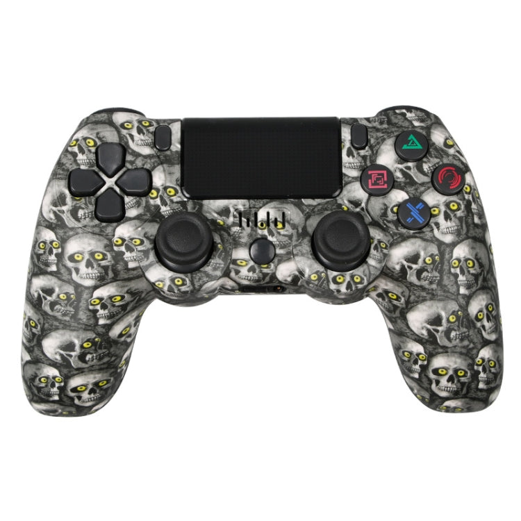 Für PS4 Kabelloser Bluetooth Gamecontroller mit Lichtleiste Dual-Vibrations-Gamepad, Weiß, Schwarz, Rot, Blau, Grün, Rosarot, Buchstabe, Linie, Feuergeist, Cartoon, Hulk, Skelett, Zahnrad, Blitz, Flamme, Wolke, Ausbruch, Holzmaserung, Sternrot