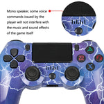 Für PS4 Kabelloser Bluetooth Gamecontroller mit Lichtleiste Dual-Vibrations-Gamepad, Weiß, Schwarz, Rot, Blau, Grün, Rosarot, Buchstabe, Linie, Feuergeist, Cartoon, Hulk, Skelett, Zahnrad, Blitz, Flamme, Wolke, Ausbruch, Holzmaserung, Sternrot