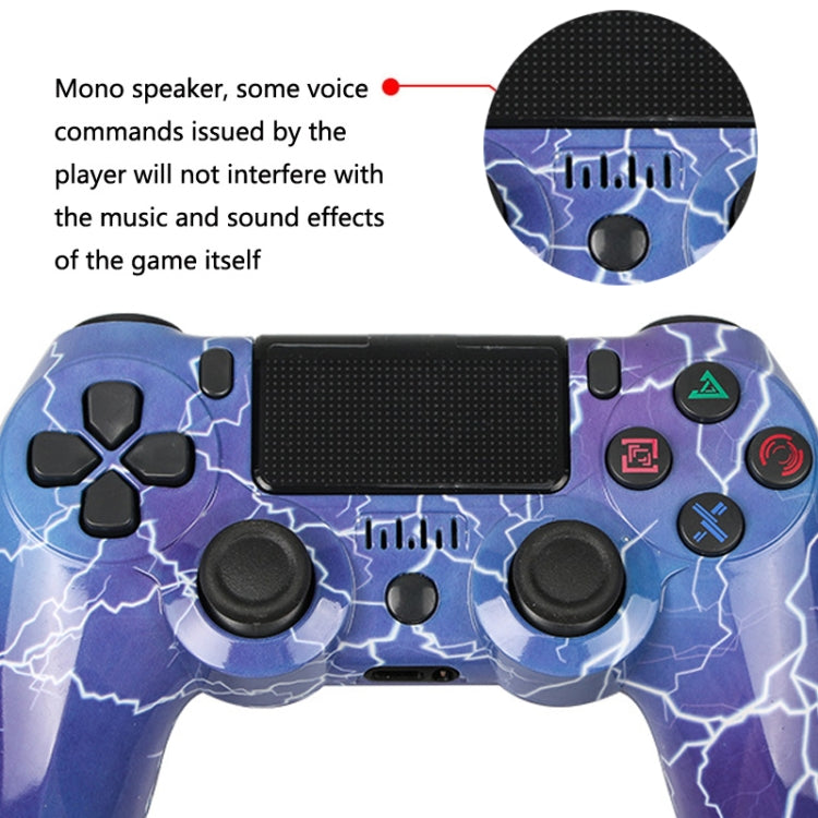 Für PS4 Kabelloser Bluetooth Gamecontroller mit Lichtleiste Dual-Vibrations-Gamepad, Weiß, Schwarz, Rot, Blau, Grün, Rosarot, Buchstabe, Linie, Feuergeist, Cartoon, Hulk, Skelett, Zahnrad, Blitz, Flamme, Wolke, Ausbruch, Holzmaserung, Sternrot