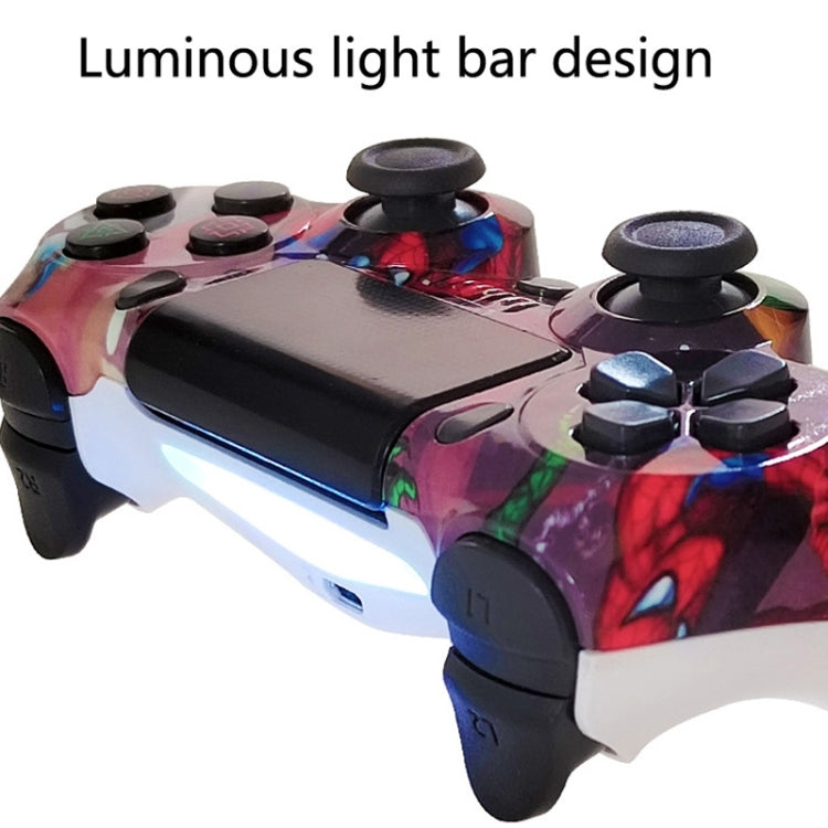 Für PS4 Kabelloser Bluetooth Gamecontroller mit Lichtleiste Dual-Vibrations-Gamepad, Weiß, Schwarz, Rot, Blau, Grün, Rosarot, Buchstabe, Linie, Feuergeist, Cartoon, Hulk, Skelett, Zahnrad, Blitz, Flamme, Wolke, Ausbruch, Holzmaserung, Sternrot