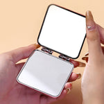 Tisch-Mini-Schminkspiegel mit galvanisierter Oberfläche, doppelseitig, für Damen, Spiegel (Lila), Spiegel (Silber), Spiegel (Beige)