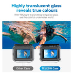 TELESIN Wasserdichtes Gehäuse für GoPro Hero11 Black / HERO10 Black / HERO9 Black, beschlagfrei, für alle Tauchsituationen geeignet.