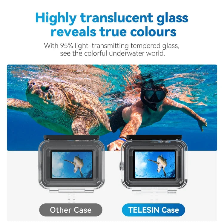 TELESIN Wasserdichtes Gehäuse für GoPro Hero11 Black / HERO10 Black / HERO9 Black, beschlagfrei, für alle Tauchsituationen geeignet.
