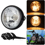 Motorcycle 7 Inch LED Headlamp Angel Ring Steering Function With Bracket, PE-D7inS01TZ 28-36MM