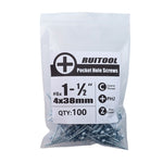 RUITOOL ST4 100 Stk. Holzbearbeitungs-Schräglochschrauben, Halb-Gewinde-Blechschrauben mit Kreuzschlitz, 25mm, 32mm, 38mm, 50mm, 63mm