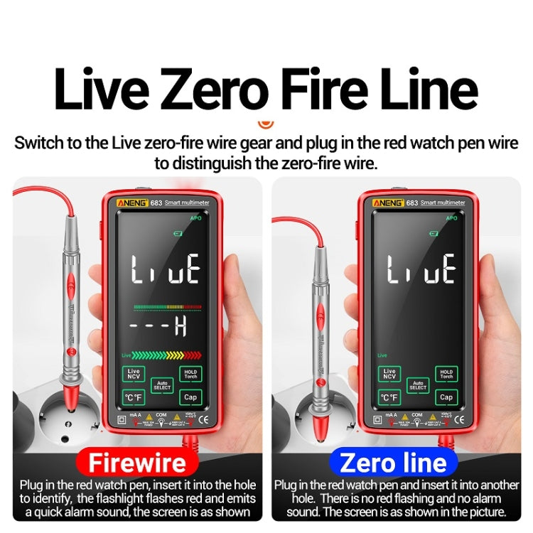ANENG 683 Smart-Touchscreen Automatischer Messbereich Wiederaufladbares Multimeter, 683 Rot, 683 Schwarz