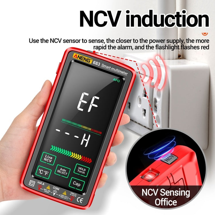 ANENG 683 Smart-Touchscreen Automatischer Messbereich Wiederaufladbares Multimeter, 683 Rot, 683 Schwarz
