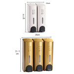 Runder wandmontierter manueller Seifenspender, Shampoo-Flasche, Handwaschmittelspender, Duschgelspender, Doppelköpfe Weiß, Doppelköpfe Golden, Doppelköpfe Matt, Dreiköpfe Golden
