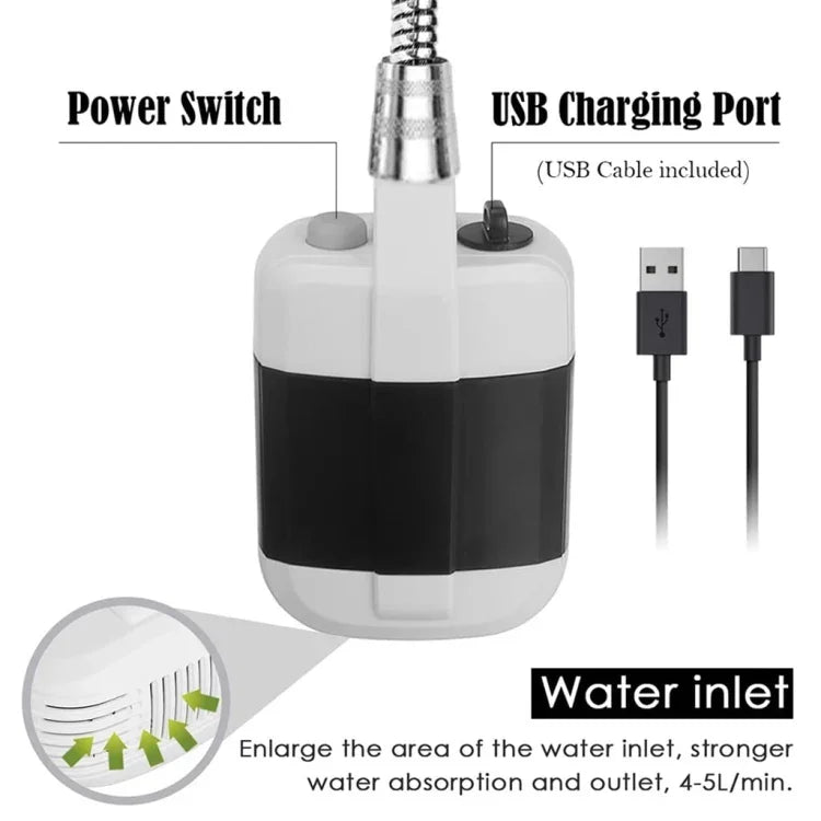 KE-801 Outdoor-Elektro-Dusche, tragbarer Duschkopf, wiederaufladbar, Camping, KE-801, 2200 mAh