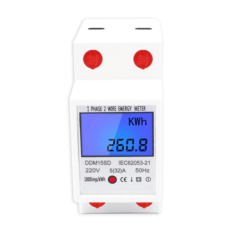 DDM15SD Einphasen-Multifunktions-Schienenstromzähler mit Hintergrundbeleuchtung LCD-Anzeige, 5 (20) A, 5 (32) A, 10 (40) A, 15 (60) A, 20 (80) A, 5 (80) A
